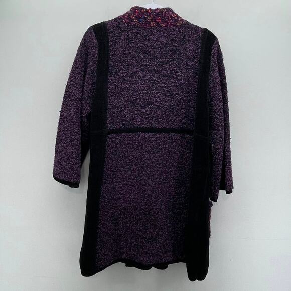 Curio Purple Black Peacoat Style Wrap Button Front Sweater Jacket - Picture 2 of 8